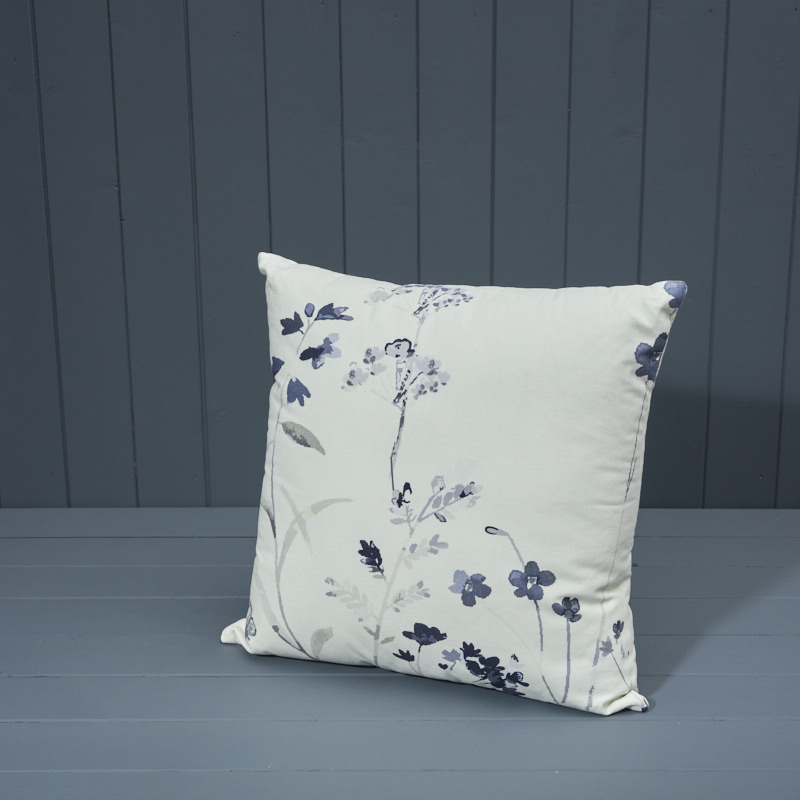 Blue and Grey floral Printed Cushion detail page